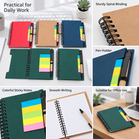Carnet à spirales en kraft épais avec notes adhésives et stylo, ensemble de carnets A5 pour cadeau d'entreprise