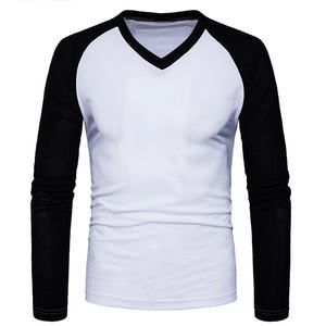 เสื้อแร็กแลนแขนยาวลำลองสำหรับผู้ชาย, เสื้อยืดผ้าระบายอากาศได้ดีมีการออกแบบและพิมพ์ลายแบบเย็บปะต่อกัน - Product Image 6