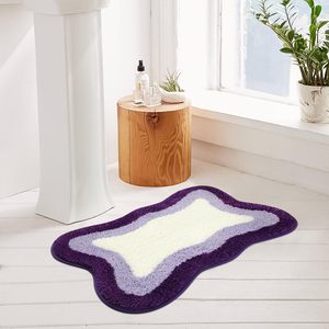 <span class=keywords><strong>Tapis</strong></span> de bain antidérapant en microfibre absorbant de forme irrégulière violet pour salle de bain et lavabo - Product Image 2