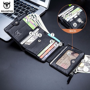 עבור הקפטפטן רטרו גברים רוכסן קטן ארנק רוכסן עור תיק כרטיס ארוך - Product Image 3