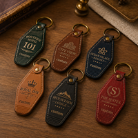 Porte-clés en cuir PU personnalisable OEM, style rétro hôtel/motel, bords entièrement arrondis, sans angles vifs, écologique, non toxique, finition huile cirée