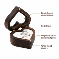Boîte en bois en forme de cœur avec logo personnalisé, style rustique vintage, double support, emballage cadeau pour mariage