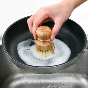 Cepillo exfoliante de bambú para lavavajillas, cepillo de limpieza de platos de madera para cocina, sartén de <span class=keywords><strong>hierro</strong></span> fundido - Product Image 6