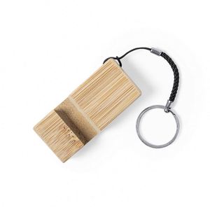 Wholesale OEM Eco-friendly Bamboo <b>Keychain</b> Holder Smartphone Keyring Promotional Logo Branding Embossing Printing for - Product Image 2