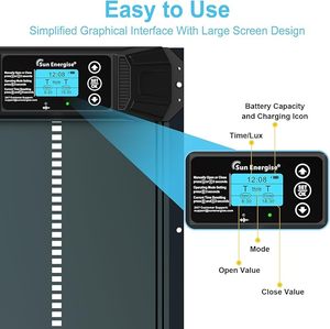 Năng lượng mặt trời Powered Màn hình LCD Battery Powered tự động gà Coop cửa với điều khiển từ xa hẹn giờ cảm biến ánh sáng - Product Image 4