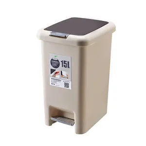 IMODE Trash Can Plastic Slim Garbage Container Bin Press Top Lid Waste Basket for Kitchen Bathroom Office