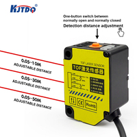KJT Interruptor de Sensor de Supresión de Fondo Fotoeléctrico con Cable de PVC, 4 Cables, NPN, PNP, NO + NC, Cuadrado, 50M de Distancia