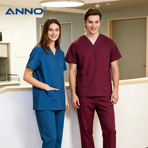 Nouveaux ensembles <span class=keywords><strong>de</strong></span> blouses médicales ANNO élégants, antibactériens, personnalisés, à manches courtes, souples, unisexes, pour hôpital et dentistes - Product Image 2