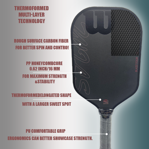 Pala de Pickleball de Fibra de Carbono Cruda de Alto Rendimiento, Superficie Rugosa, Mango Largo, <span class=keywords><strong>Wilson</strong></span> Blaze Tour 16 - Product Image 3