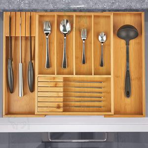 Premium Bamboo <strong>Kitchen</strong> Spoon Holder 7 Sections Cutlery <strong>Organiser</strong> Knife Block Cutlery Holder in Drawer - Product Image 4