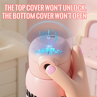 Bouteille d'eau pour enfants 500 ml en acier inoxydable 316, design mignon, avec couvercle à paille et poignée, anti-fuite, écologique, couleurs assorties, déverrouillage par empreinte digitale