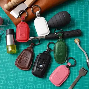 Factory Customized car key case leather handmade leather car key case For Nissan Toyota Honda keychain