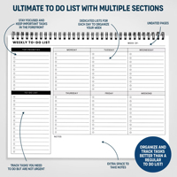Bloc-notes de planification hebdomadaire, liste de tâches, bloc-notes de bureau, plusieurs sections, 8,5x11 pouces, 52 feuilles, non daté, carnet détachable, calendrier, cadeau pour la gestion des habitudes