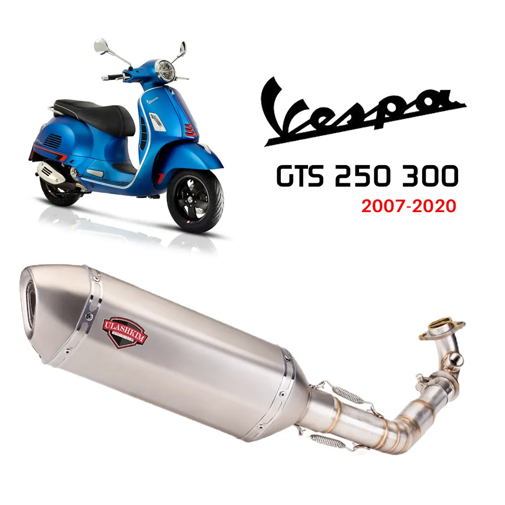 Motorrad-Slip-On-Auspuff für Vespa Gts250 GTS300 2007-2020 GTS 250 300 Vollsystem-Auspuffrohr schall dämpfer