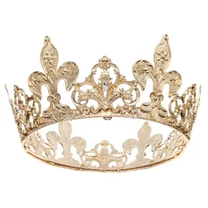 2024 corona barocca piena retrò corona re uomini spettacolo corona di metallo