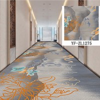 Flammhemmende Kommerzielle Hotel-Flur-Teppichboden-Serie Maschinell Gewebter Florfreier Teppich mit Blumenmuster aus Polyester