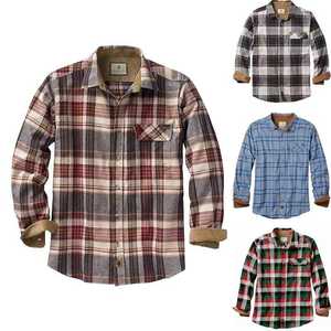 Veste en flanelle à carreaux élégante et décontractée de luxe avec broderie en coton, grande taille, chemise de travail décontractée personnalisée pour homme - Product Image 2