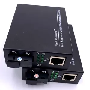 Convertidor de medios de fibra óptica, monomodo, 1310nm, 1550nm, 10/100M, 20km, conector RJ45 SC, convertidor de medios óptico