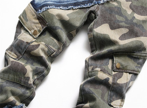 RNSHANGER Novedad Jeans para Hombre Oferta Otoño Lavado a la Piedra Camuflaje Slim Patchwork Hip Hop - Product Image 5