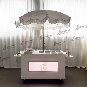 Carrito de Dulces Móvil Personalizado, Carrito de Comida Metálico, Carrito de Barra de Dulces con Caja de Luz LED con Logotipo - Product Image 3