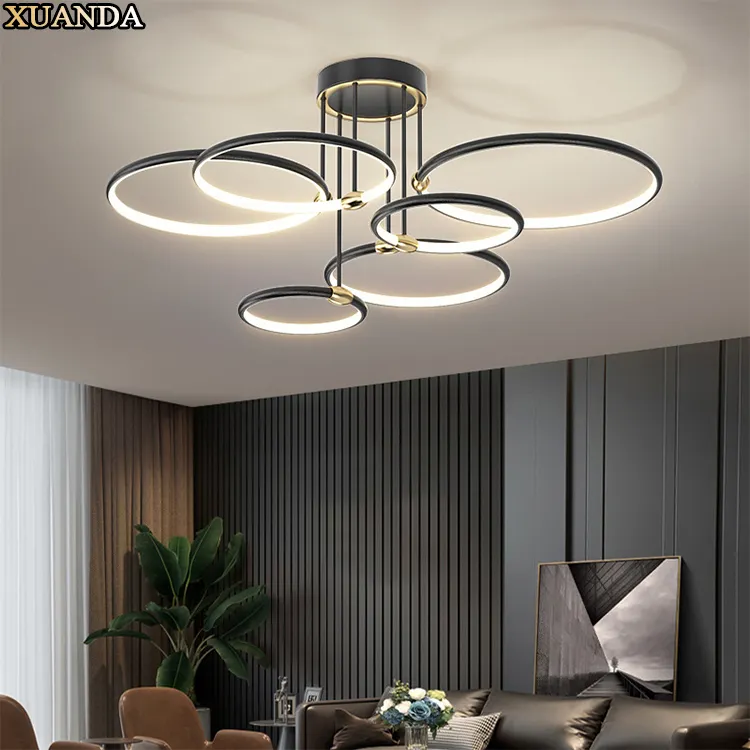 nordic design smart light Dimmable LED ceiling lamp Indoor art decor golden circle Lighting Fixture