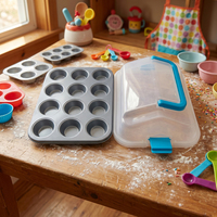 12 Mini moule à Cupcake avec porte-conteneur en plastique en forme de maison pour enfants porte-gâteau bricolage