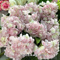 Vente en gros de fleurs artificielles d'hortensia rose foncé et vert de haute qualité, effet 3D réaliste, pour la décoration de mariage