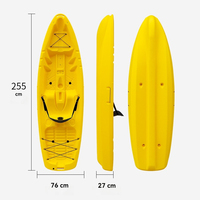 2.55m PE Kayak Personne Seule Course Canoë Océan Bateau En Plastique Dur Voyage Bateau Blanc Eau Surf Bateau De Pêche