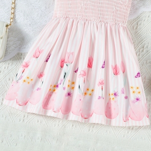 Vestito Estivo da Bambina Senza Maniche con Stampa Farfalle e Cappello, Abito Carino per Vacanze - Product Image 3