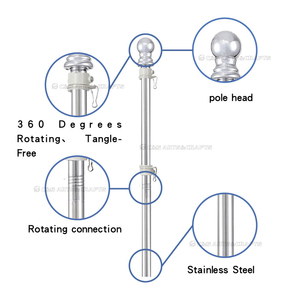 Kit de asta de bandera giratoria de aluminio de 12M/5 pies con bandera de poliéster de 3*5 pies para agencias de viajes educativas de seguros Automotrices - Product Image 2