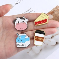 Venta Directa de Fábrica, Pines de Metal con Diseño de Dibujos Animados, Pines de Esmalte Suave al por Mayor con Diseño de Leche, Comida, Pan, Café, Pines Personalizados para Solapa