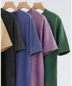 T-shirt StreetWear en coton vierge de haute qualité T-shirt lavé avec logo imprimé personnalisé T-shirt blanc lourd pour hommes - Product Image 2