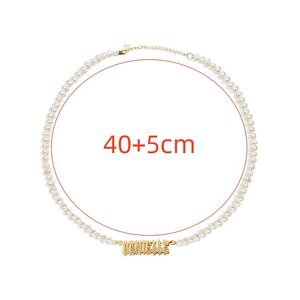 Dropshipping 18k in acciaio inossidabile personalizzato personalizzato <span class=keywords><strong>collana</strong></span> di perle Design fatto da te il tuo nome <span class=keywords><strong>collana</strong></span> di perle barocche - Product Image 3