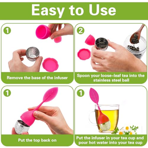 Infuseur à thé en silicone en forme de feuilles avec plateau anti-goutte, filtre à thé en acier inoxydable à mailles fines pour tasses et théières, outil de filtration pour thé en vrac - Product Image 5