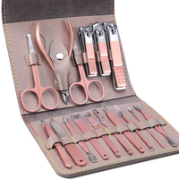 Ensemble de 16 outils de manucure et pédicure en acier inoxydable, kit d'outils de beauté en PU pour les soins personnels et le nail art