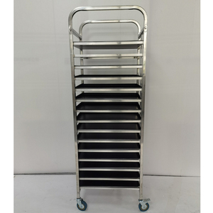 Chariot à 16, 18, 32, 64 plateaux, chariot à pain robuste en acier inoxydable, chariot de boulangerie pour four rotatif - Product Image 6