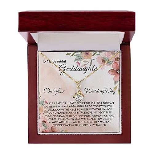 Boîte en bois pour collier doré (avec lumière LED)