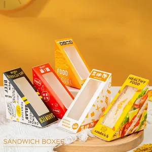 Hot Sell Environmentally Friendly Recyclable Paper Sandwich Food Packaging Box Custom With Windows