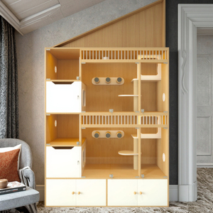 Op Maat Gemaakte Luxe Moderne Kattenhuis <span class=keywords><strong>Indoor</strong></span> Huisdiermeubilair Klimplanken Opslagruimte Gemaakt Hout Voor Gebruik In De Woonkamer Voor Honden - Product Image 3