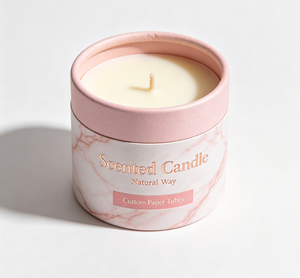 Scented Candle Paper Tube Pink Marble Design Gold <b>Foil</b> Printing Custom Size Recyclable Craft Paper Packaging - Product Image 3