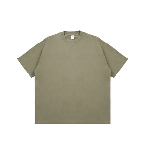 Camiseta de cuello redondo de gran tamaño Unisex 305GSM 100% algodón liso teñido logotipo personalizado calle peso pesado verano Streetwear - Product Image 1