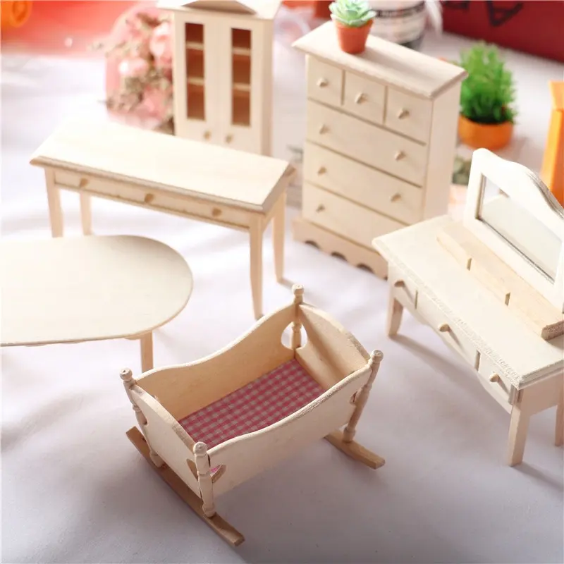 Деревянная миниатюрная кукольная мебель «сделай сам» для кукол, модель для строительства, неокрашенные наборы игрушек «сделай сам», подарок для детей, рукоделие