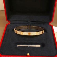 Bracelet en acier inoxydable de marque célèbre, plaqué or 18 carats, or rose, diamant, bracelet à vis d'amour