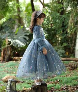 Nouvelle robe de princesse à manches longues pour filles, costume de la Reine des neiges, robe d'anniversaire Elsa - Product Image 3