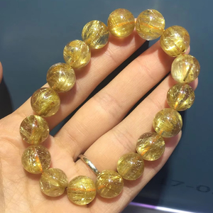 Bracciale di guarigione all'ingrosso 8mm oro naturale rutilato ricchezza quarzo perle di pietra sciolte bracciali - Product Image 2