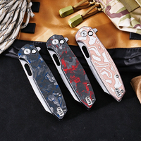 Couteau pliant haute dureté, acier triple couche, manche en fibre de carbone et aluminium, couteau de poche pour le camping et l'EDC
