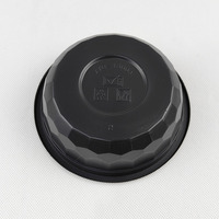 Boîte d'emballage en plastique en PP noir 133*40mm personnalisable pour gâteaux, snacks, biscuits, salades, pain, sucre, transformation alimentaire