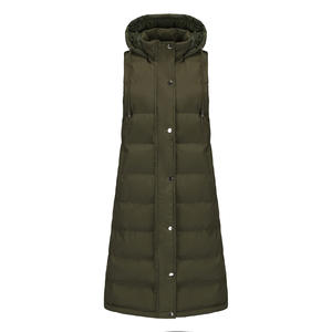 Gilet d'extérieur long <span class=keywords><strong>avec</strong></span> capuche, veste matelassée pour femme, veste <span class=keywords><strong>sans</strong></span> manches, <span class=keywords><strong>pull</strong></span> léger d'hiver - Product Image 4