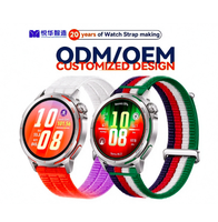 Bracelet de montre en nylon compatible avec fermeture à trois anneaux et deux maillons, 18 mm, 20 mm, 22 mm, bracelet de remplacement