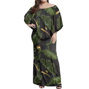 Vestido de mujer con diseño de hoja de plátano, venta al por mayor, vestidos suaves y cómodos, ropa informal de secado rápido de LICRA y poliéster para mujer